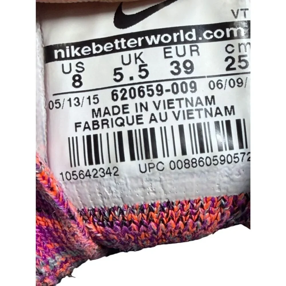 Nike Multicolor Flyknit Running Shoe with Black Swoosh size 8